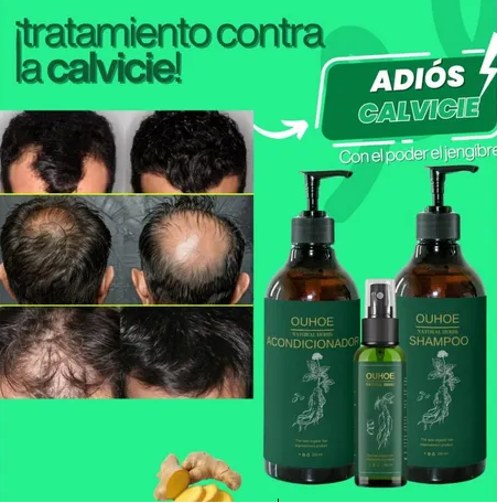 Kit de Crecimiento de Cabello x3 Tónico + Shampoo + Acondicionador Anticaída