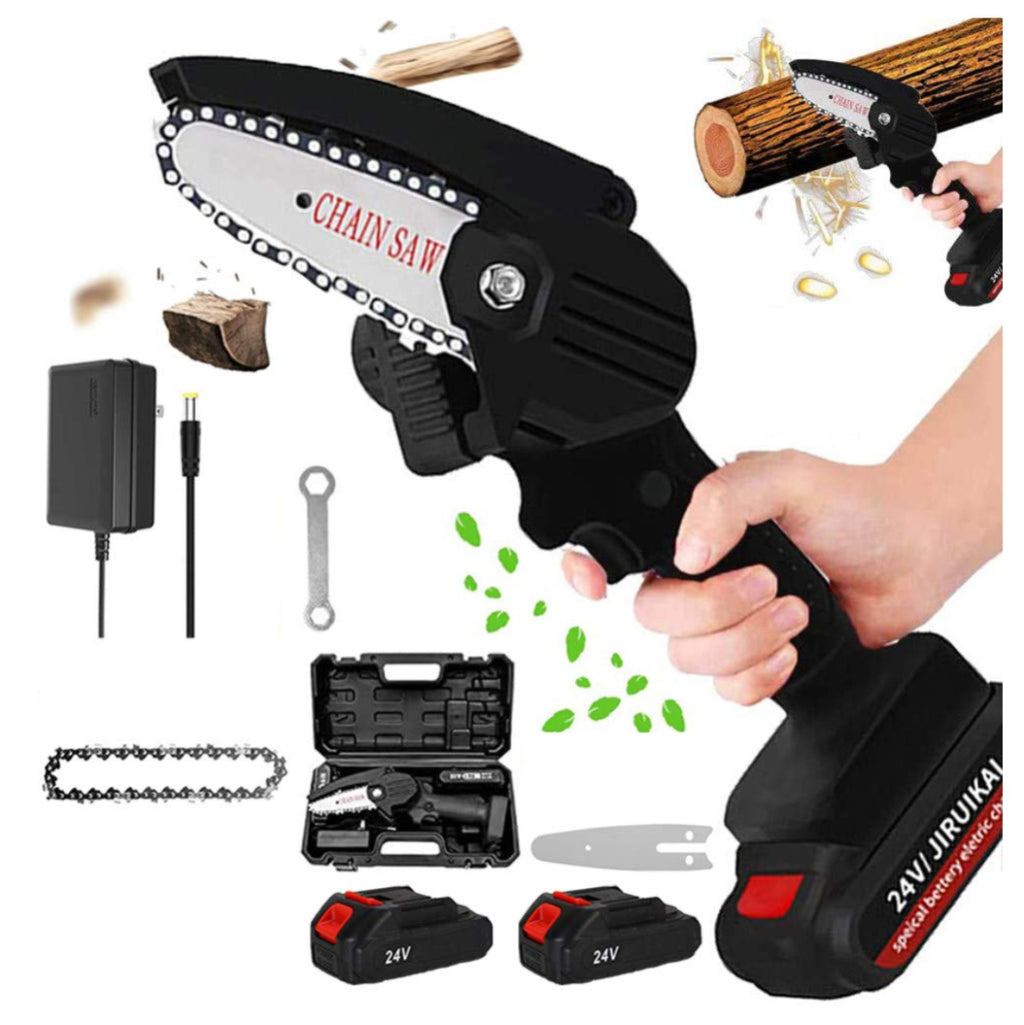 Motosierra PowerCut 4” Pro Potencia en la Palma de tu Mano + Doble Batería Portátil
