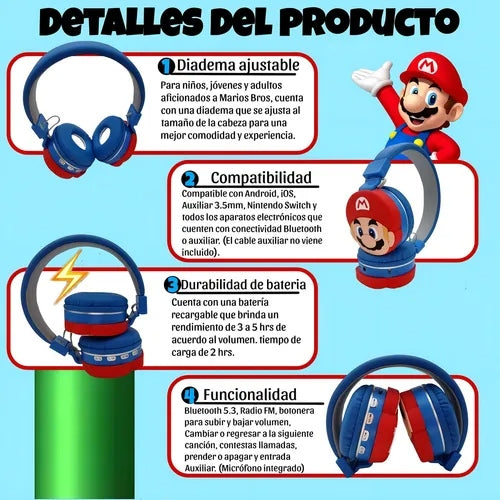 🎮 Auriculares Gamer Mario Bros – Diversión sin límites